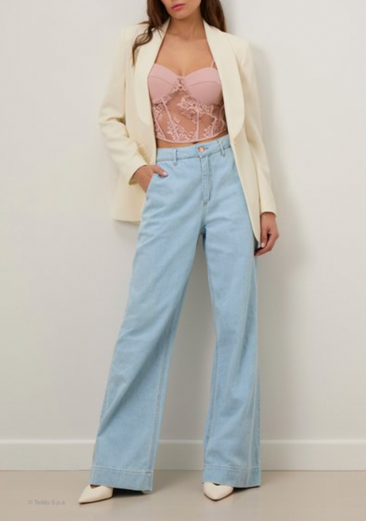 Bustier-Top mit Spitzeneinsatz